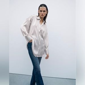 Zara Flowy Lined Button Shirt XS